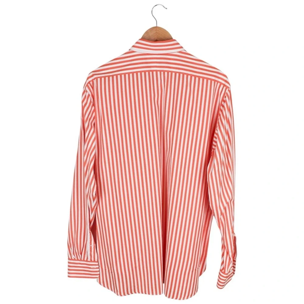 Polo Ralph Lauren Estate Classic Fit Striped Dress Shirt Orange White Size 16.5